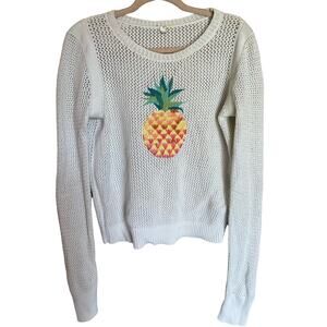 Margaret O'Leary White Knit Pineapple Sweatshirt - Est Size M